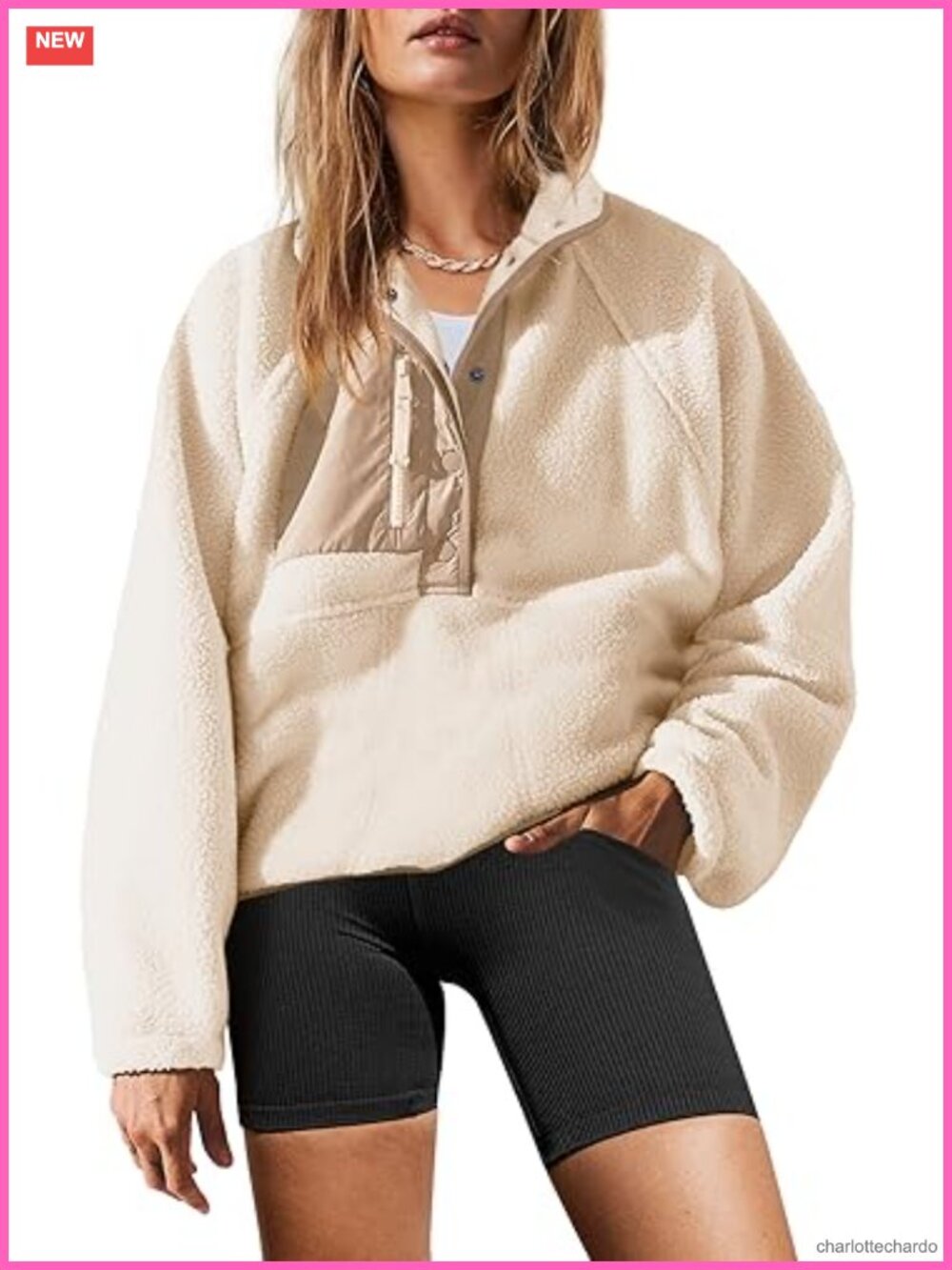 Women's Sherpa Fleece Pullover Jacket Button Down Sweatshirt Pockets